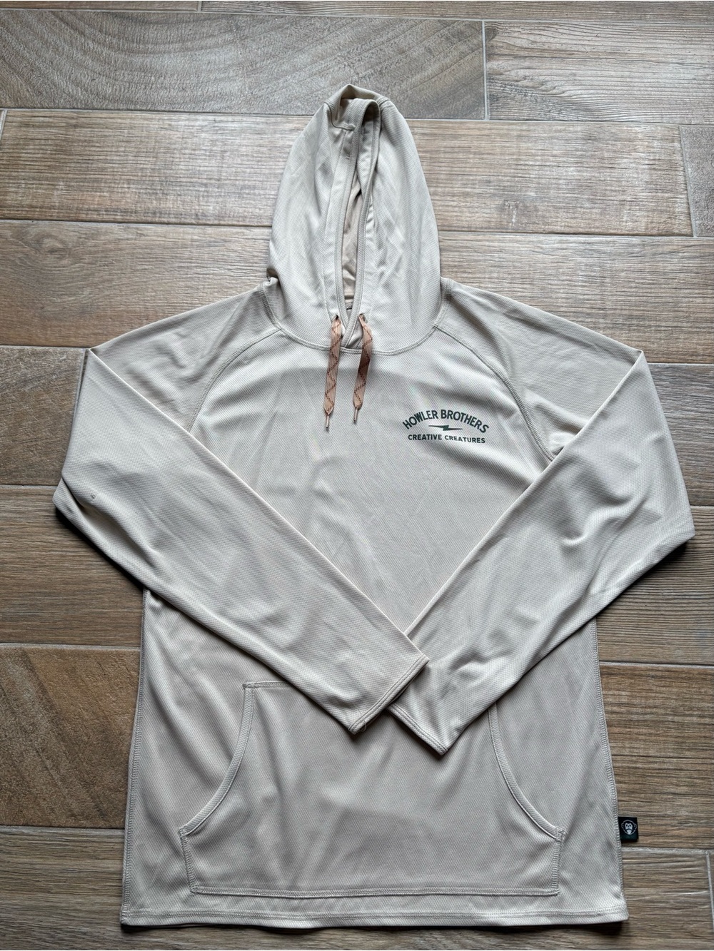 Howler Brothers Light Beige (Sand) Loggerhead Fishing Hoodie, SPF 35, Size Med